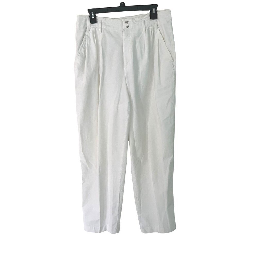 Liz Sport Trousers Womens Size 14 Vintage High Waist Relaxed Leg Zip Front White